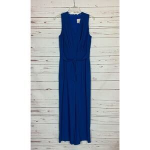 GAL Meets Glam Collection Women's 8 Blue Sleeveless Pockets Wide Leg Jumpsuit